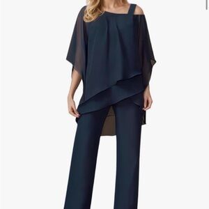 Elegant Black Jumpsuit & One Sleeve High Low Top